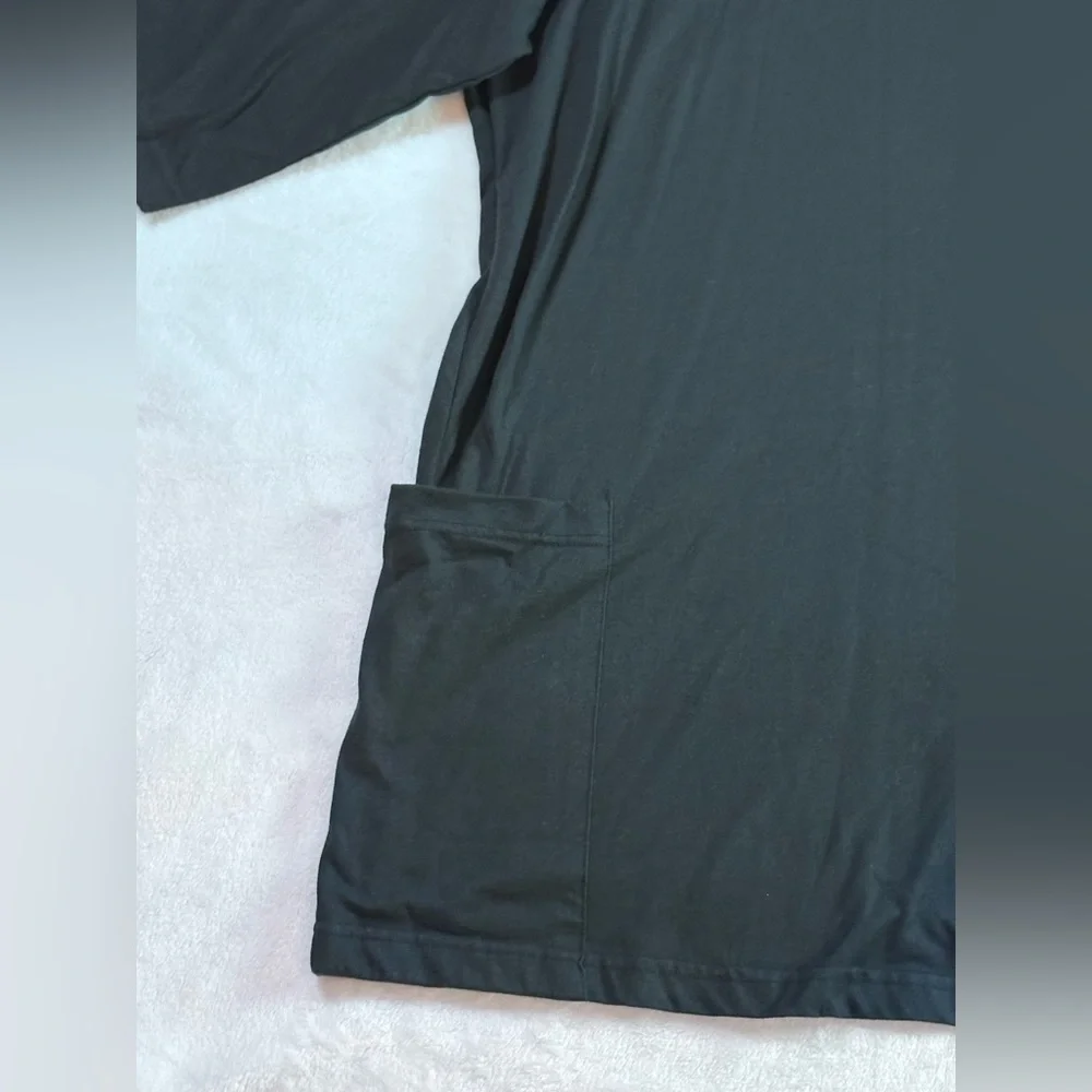 Woman Within 2X Black Cotton Tunic Top - Soft Knit with Pockets